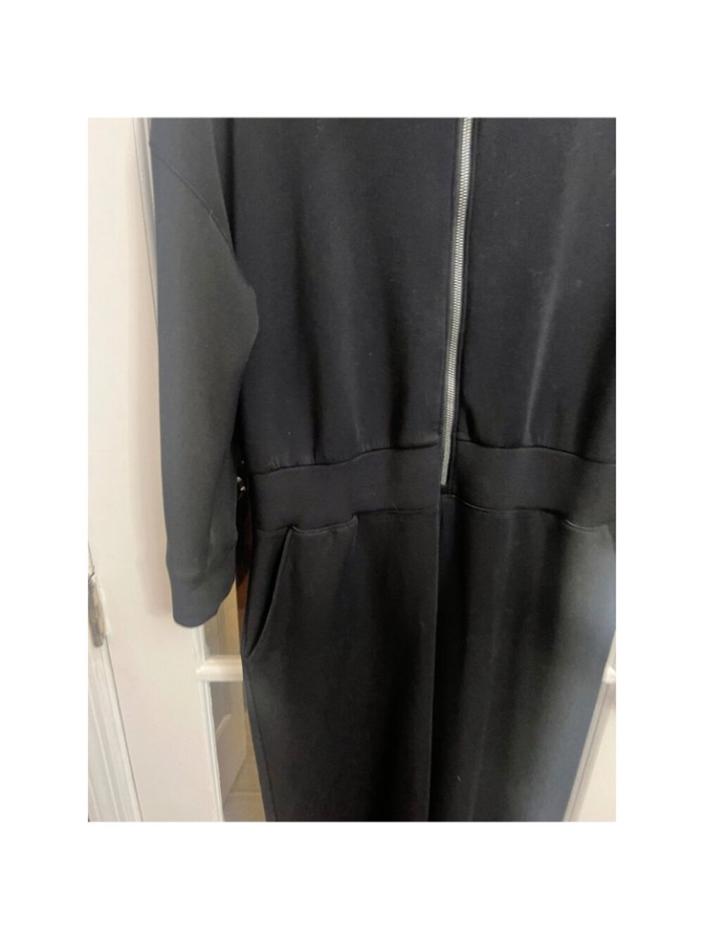 SPANX AIRESSENTIALS Black Full Zip Mock Neck Jumpsuit Women's 1X 1XT. E - Picture 2 of 9